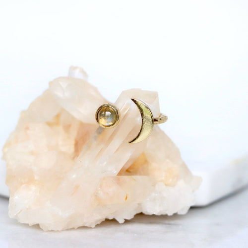 Labradorite Crescent Ring