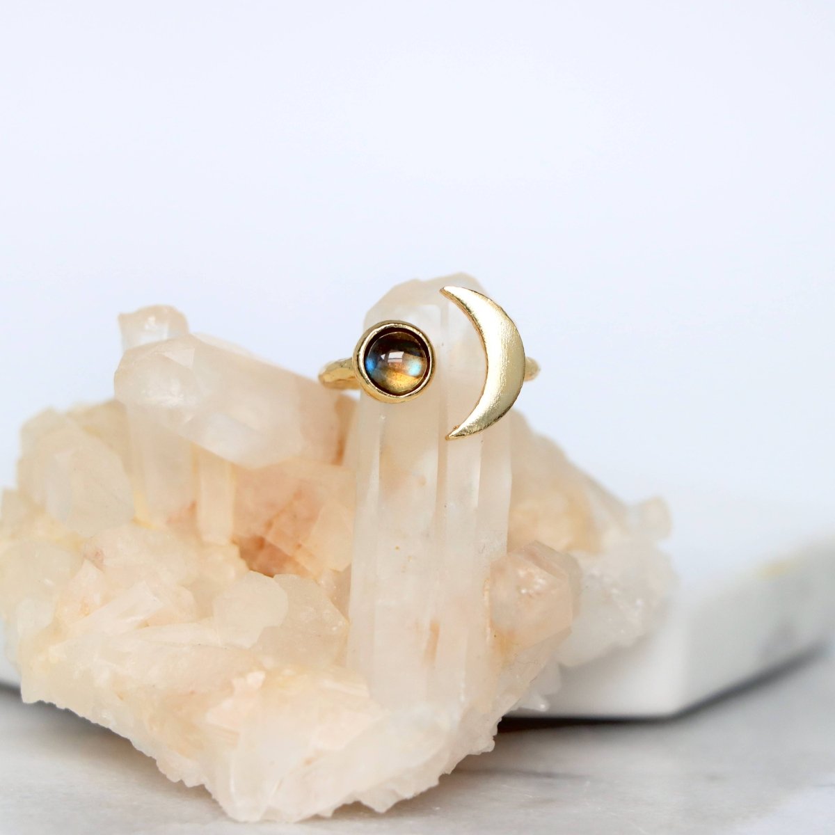 Labradorite Crescent Ring