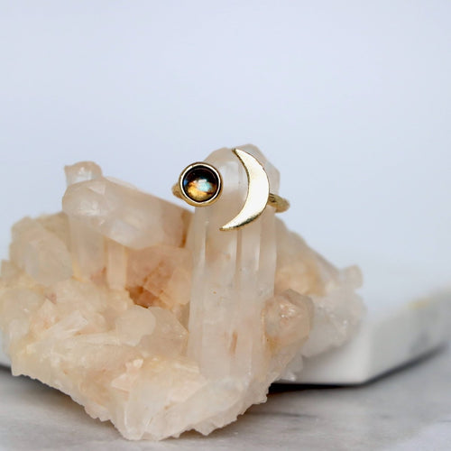 Labradorite Crescent Ring