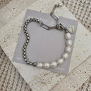 Lakeside Pearl And Adjustable Silver Box Chain Bracelet