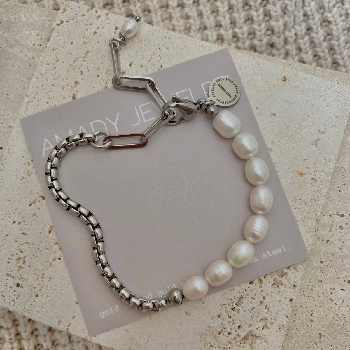 Lakeside Pearl And Adjustable Silver Box Chain Bracelet