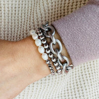 Lakeside Pearl And Adjustable Silver Box Chain Bracelet