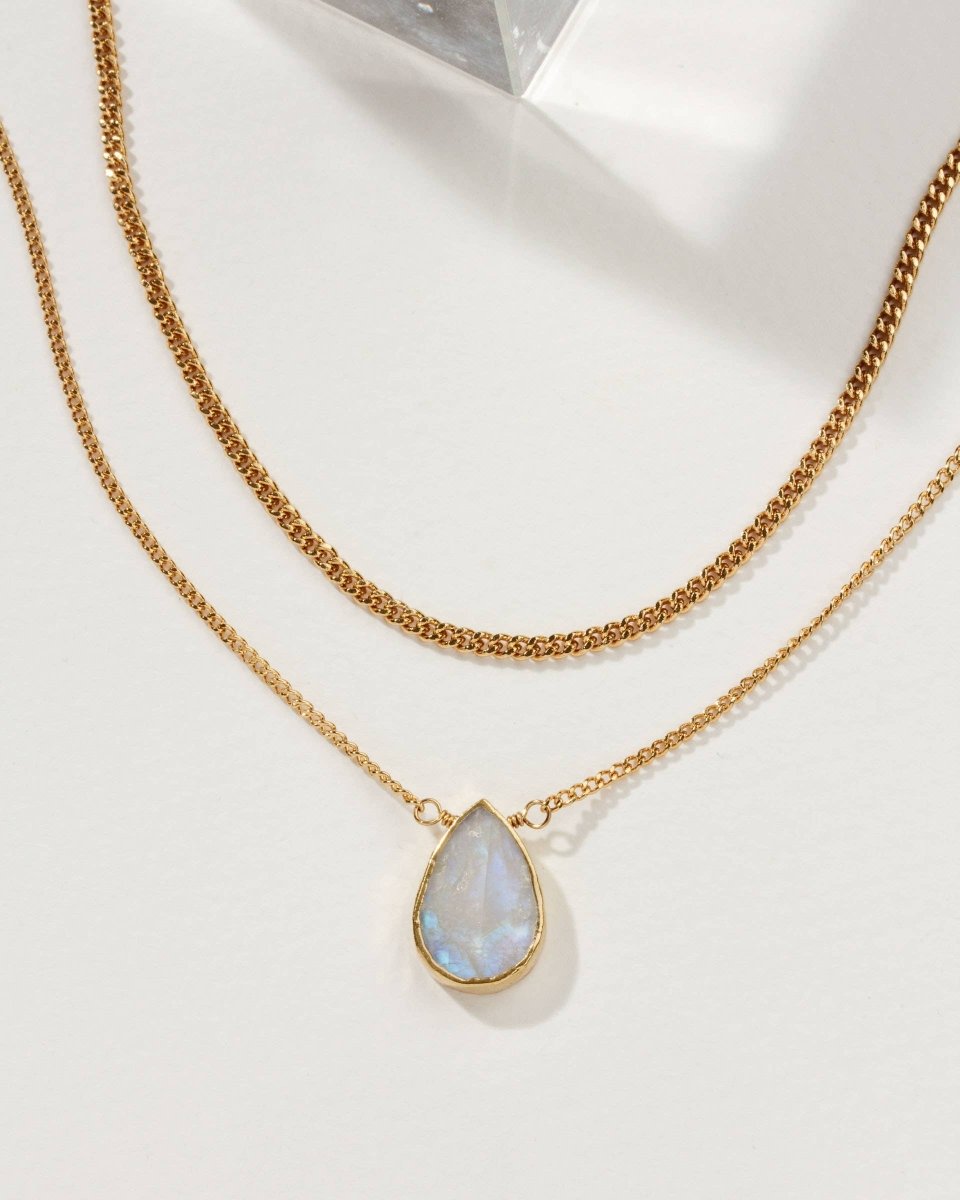 Layered Gemstone Necklace Set - Moonstone