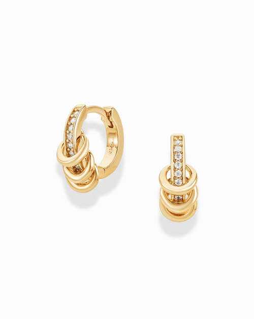 Levi Gold Ring Pave Huggies Earrings by Mod + Jo