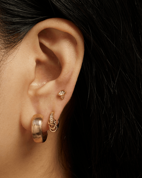 Levi Gold Ring Pave Huggies Earrings by Mod + Jo