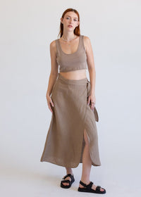 Linen Wrap Skirt Mushroom