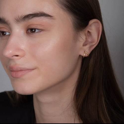 Love Triangle Ear Jacket Stud Earrings in 18K Gold or Silver