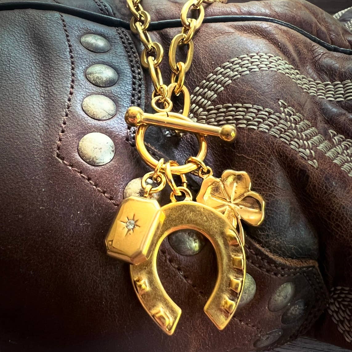 Lucky Cowgirl Toggle Charm Necklace