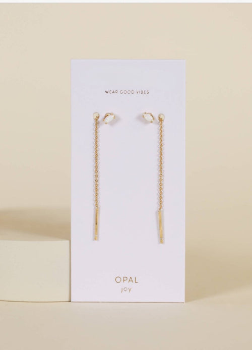 White Opal Threader Earrings by JaxKelly