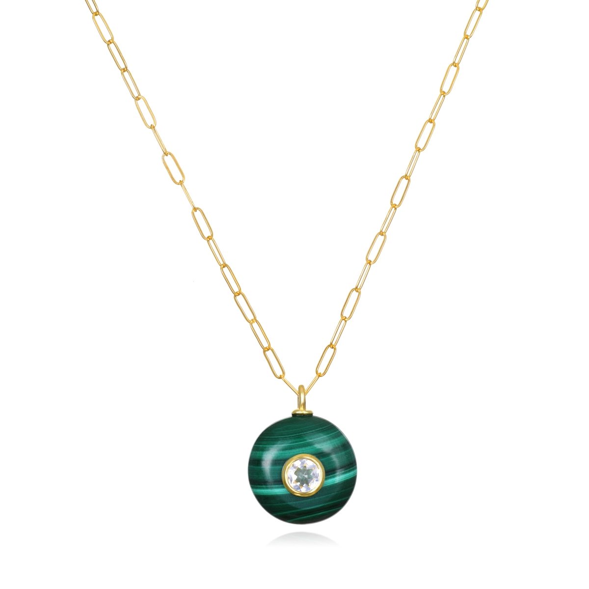 Malachite & Topaz Paperclip Necklace