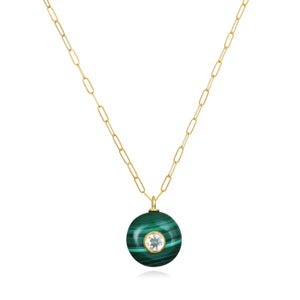 Malachite & Topaz Paperclip Necklace