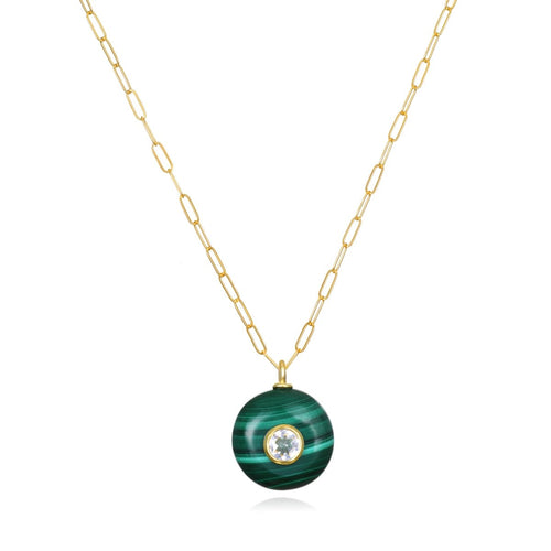 Malachite & Topaz Paperclip Necklace Necklaces by Amelia Rose