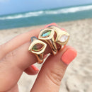 Marquise Signet Ring- Gold- Watermelon Quartz by Glamrocks Jewelry