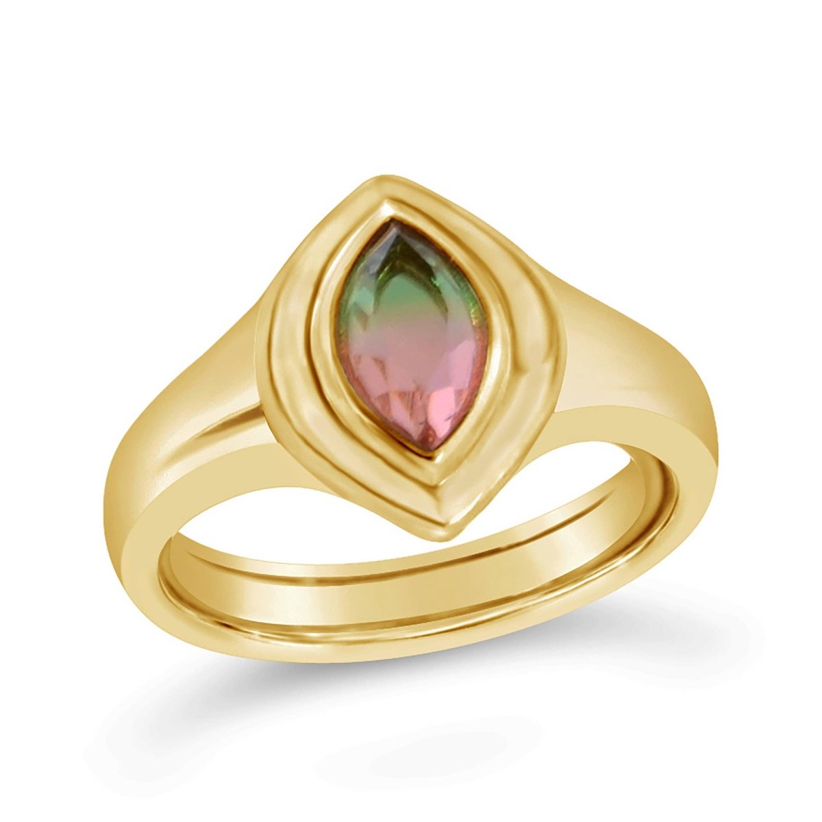 Marquise Signet Ring- Gold- Watermelon Quartz