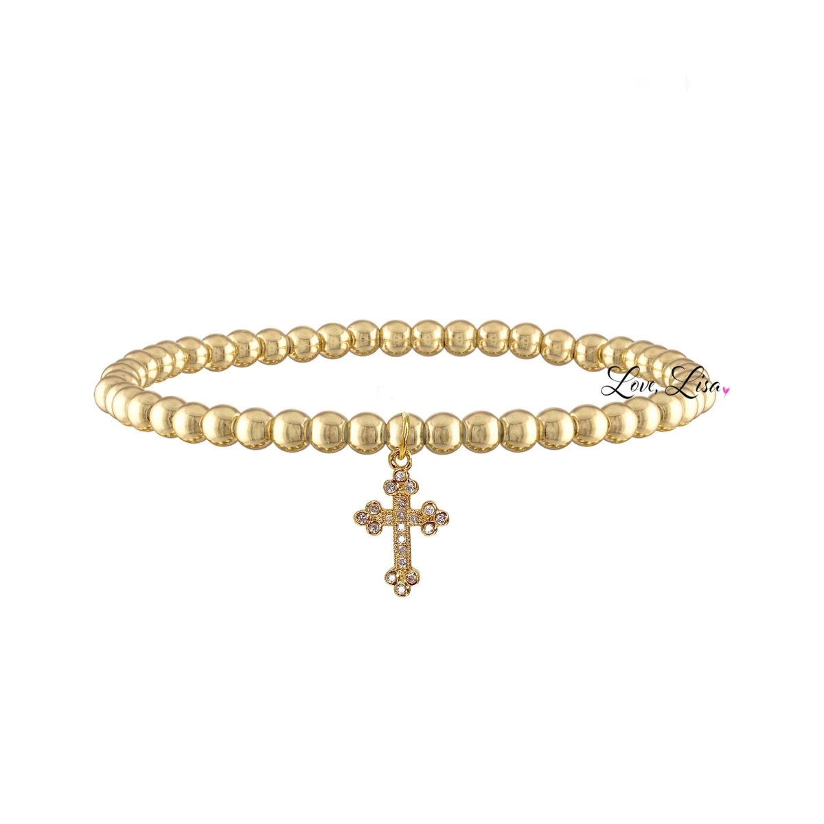 Mary's Diamond Cross Bracelet in Gold