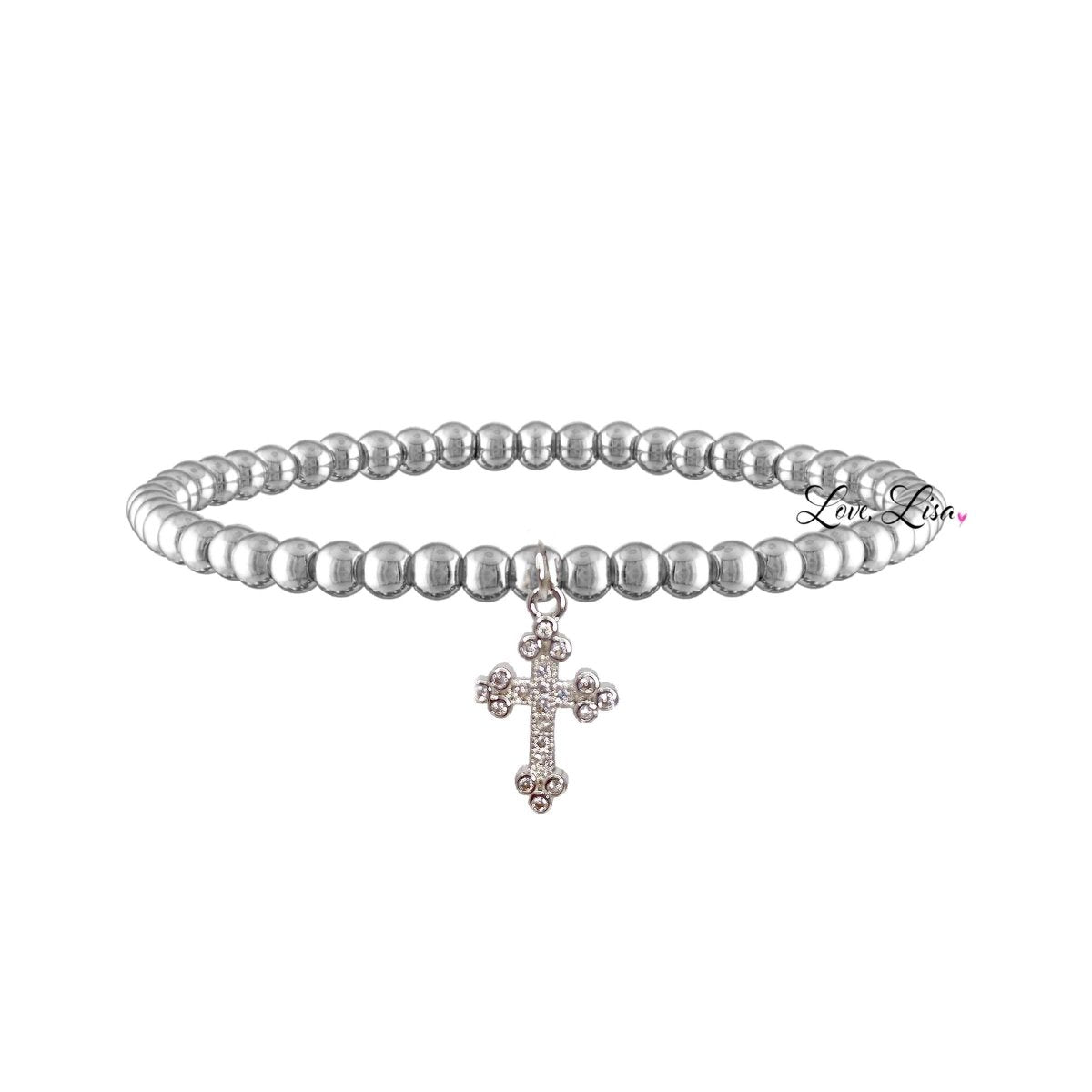 Mary's Diamond Cross Bracelet in Silver