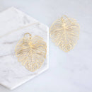 Melanie Monstera Leaf Earrings in Gold Plated Design