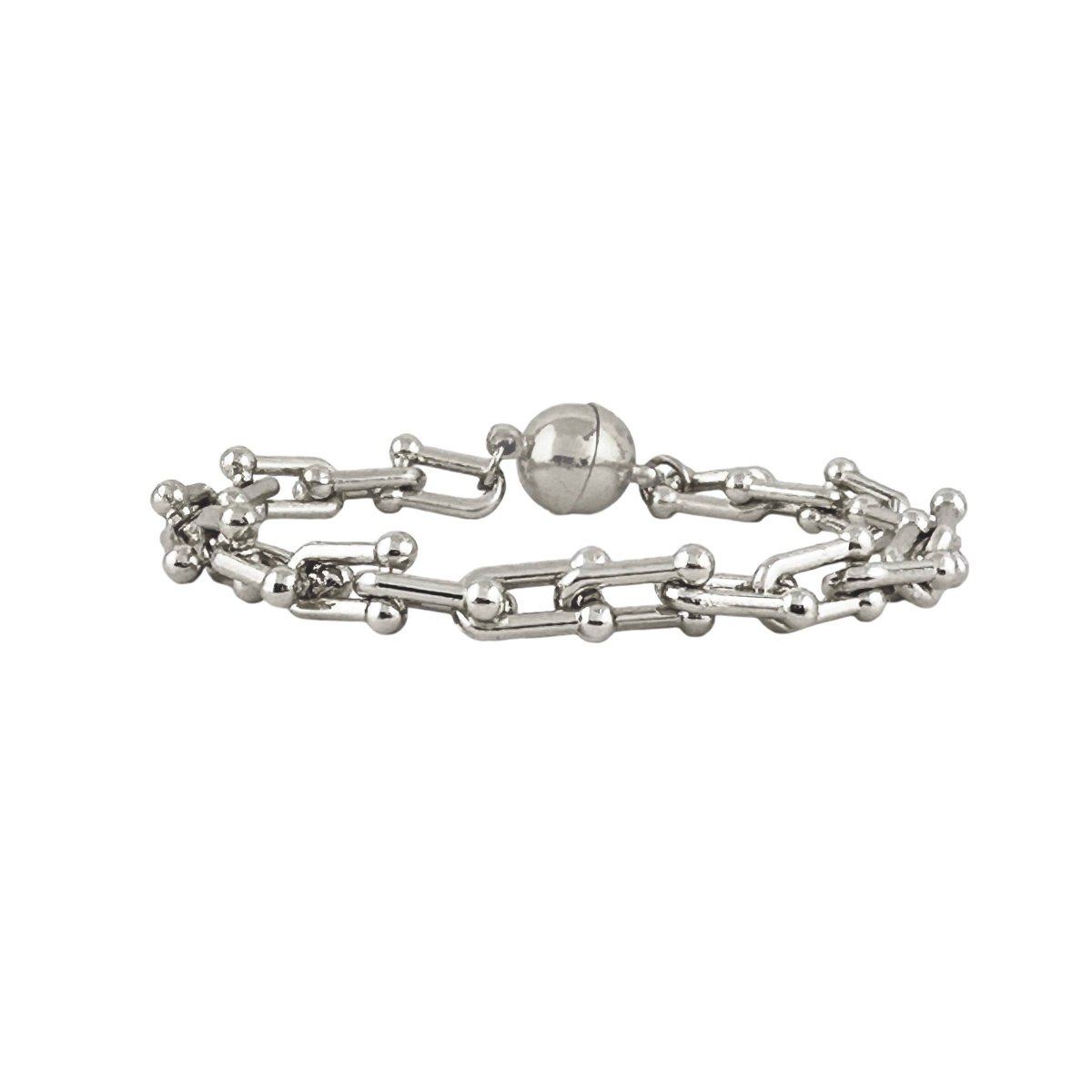 Mila Unique Link Chain Magnetic Bracelet : Silver