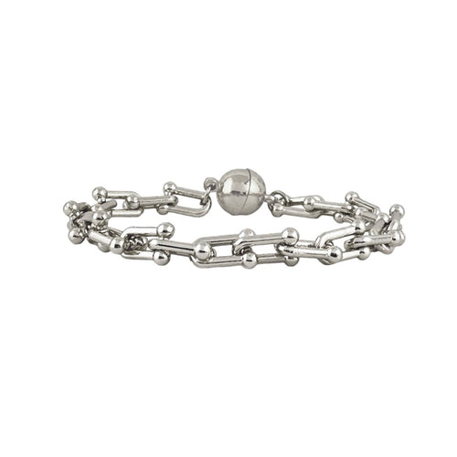 Mila Unique Link Chain Magnetic Bracelet : Silver
