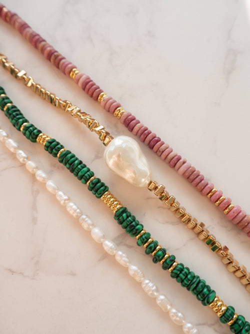 Milos Malachite Beaded Necklace Necklaces by JacqMaria Jewelry