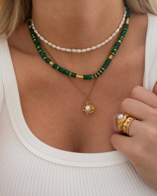 Milos Malachite Beaded Necklace Necklaces by JacqMaria Jewelry