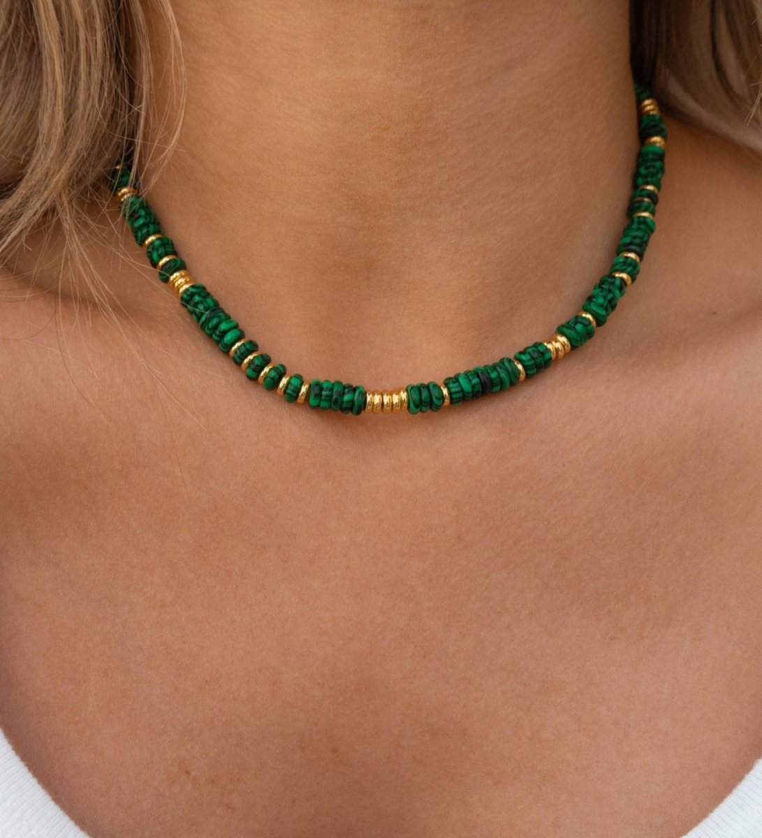 Milos Malachite Beaded Necklace