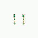 Mini Baguette Drop Earrings - Emerald