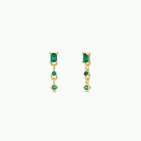 Mini Baguette Drop Earrings - Emerald