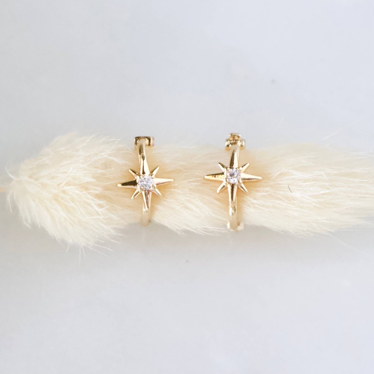 Mini CZ Star Huggie Hoop Earrings