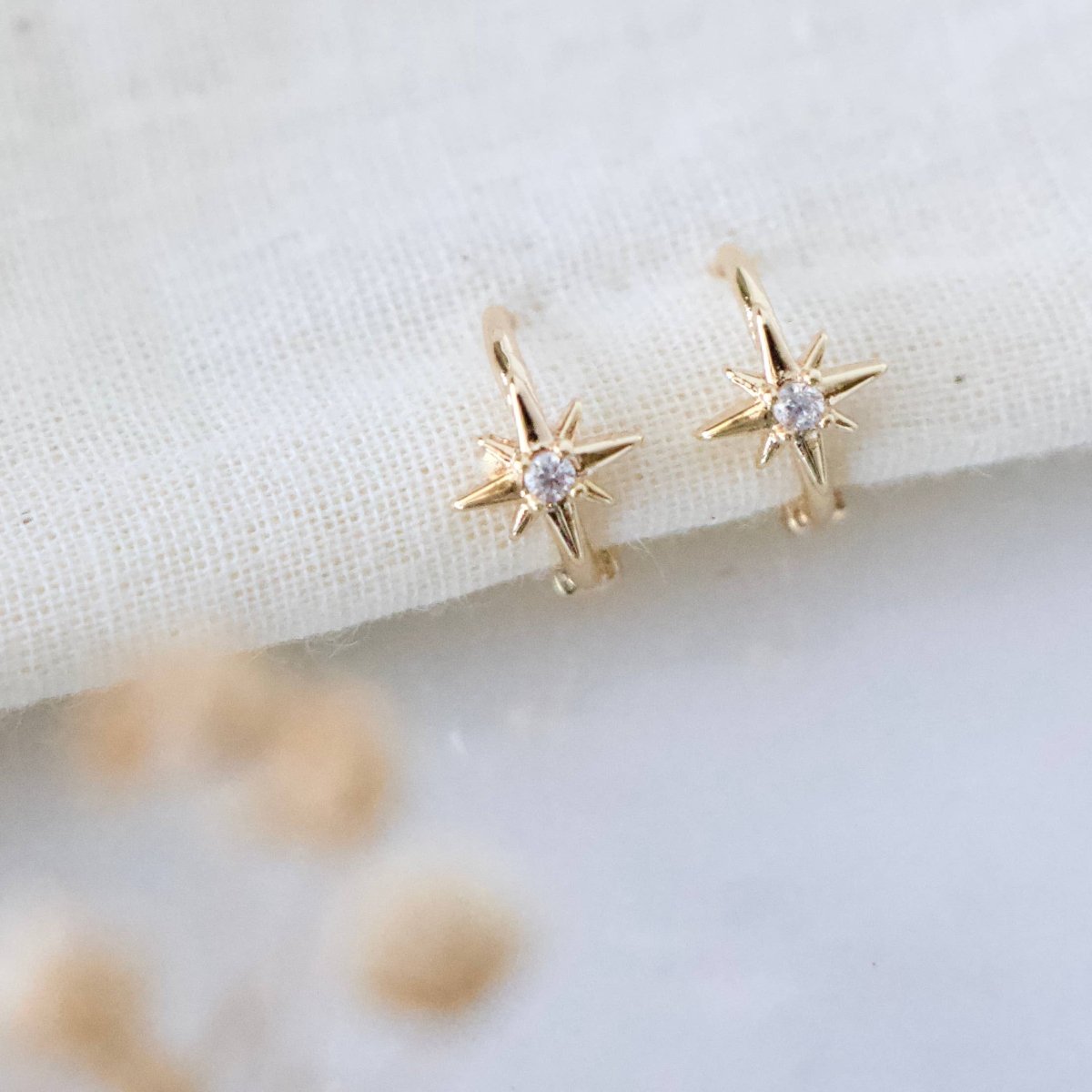 Mini CZ Star Huggie Hoop Earrings