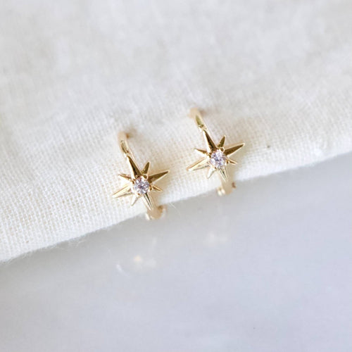 Mini CZ Star Huggie Hoop Earrings