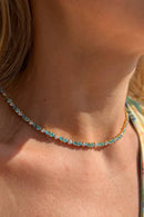 Mixed Stone Emerald and Turquoise Opal Vienna Tennis Necklace Necklace by Native Gem