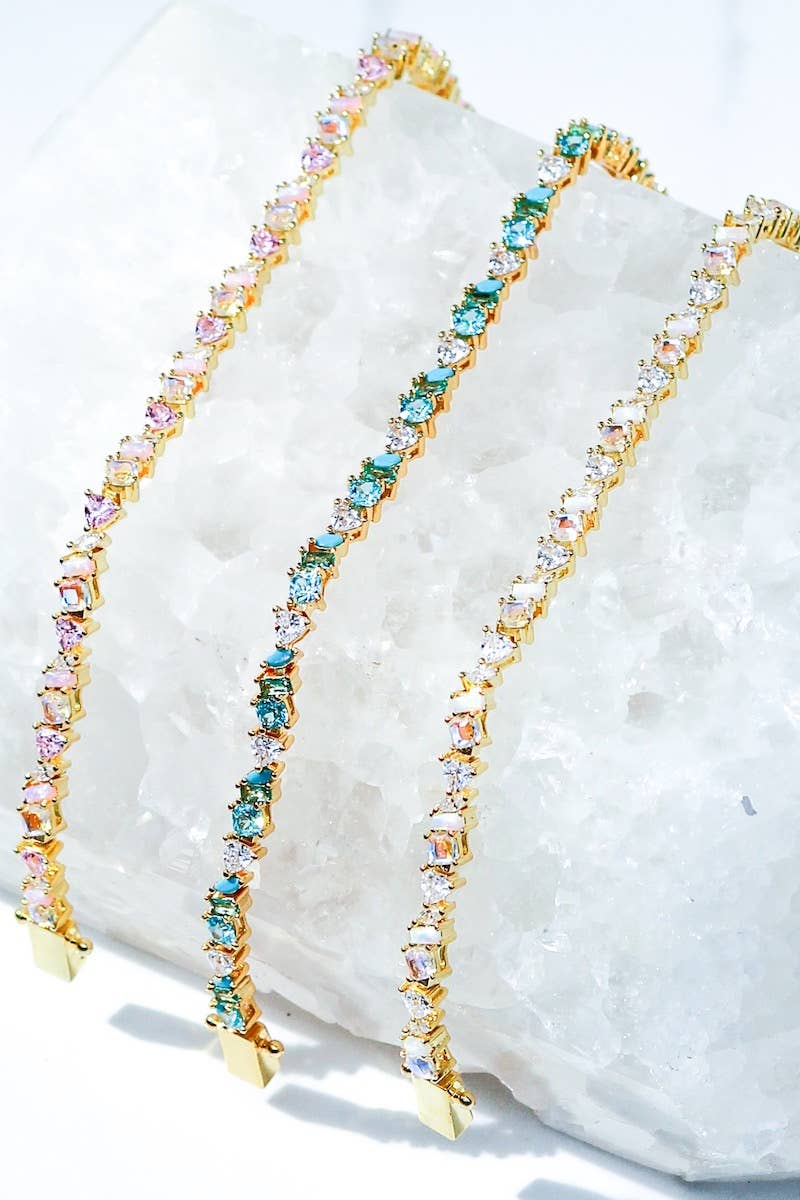 Mixed Stone Emerald and Turquoise Opal Vienna Tennis Necklace Necklace by Native Gem