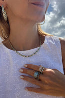Mixed Stone Emerald and Turquoise Opal Vienna Tennis Necklace Necklace by Native Gem