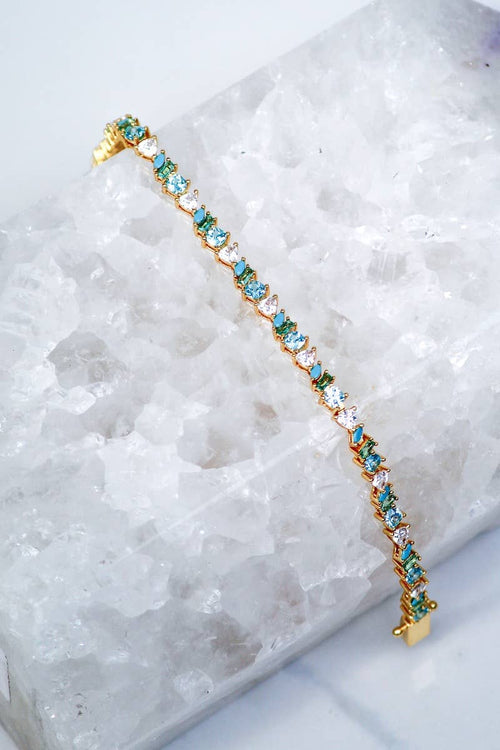 Mixed Stone Emerald and Turquoise Opal Vienna Tennis Necklace Necklace by Native Gem