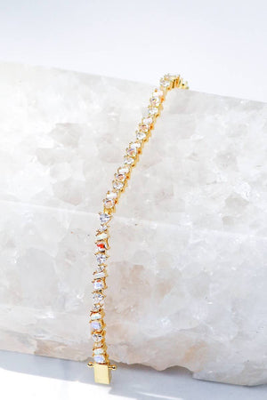 Mixed Stone Pink Opal and CZ Vienna Tennis Necklace