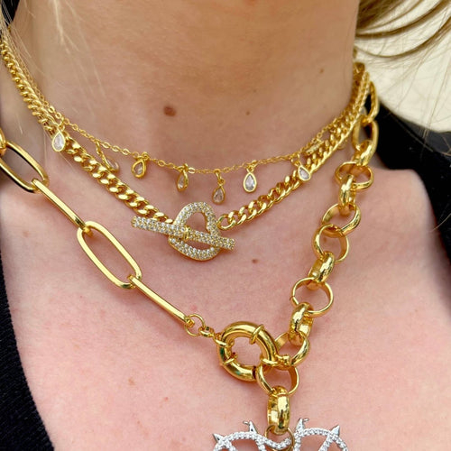 Molly CZ Encrusted Toggle Necklace