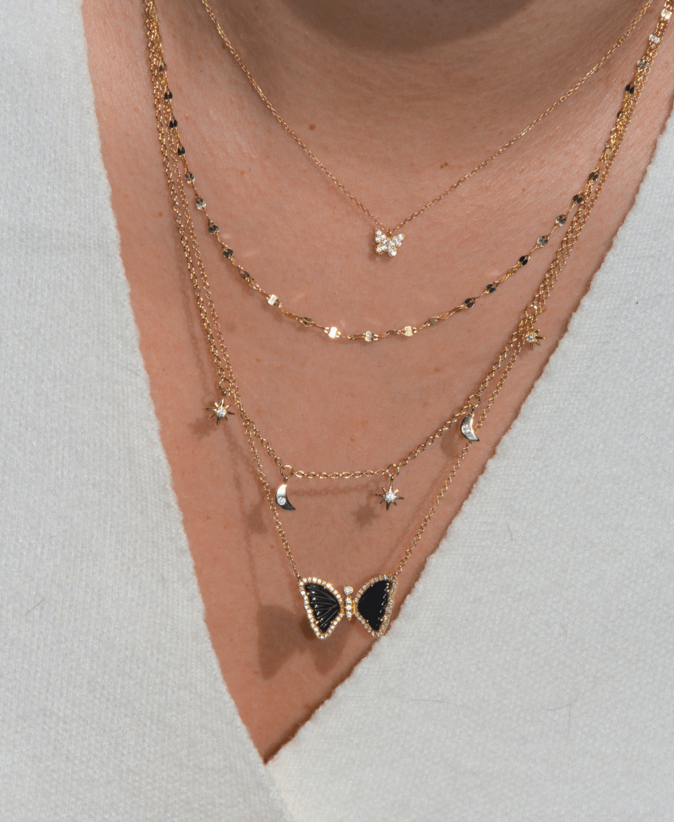 Moon and Stars Celestial Double Layering Necklace