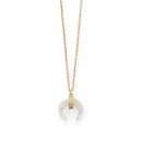Mother of Pearl and CZ Crescent Pendant Necklace - Red Bird Road