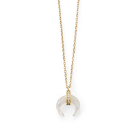 Mother of Pearl and CZ Crescent Pendant Necklace