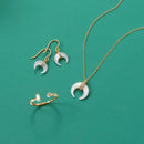 Mother of Pearl and CZ Crescent Pendant Necklace - Red Bird Road
