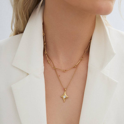 Mother of Pearl Gold Stellina Pendant - Red Bird Road