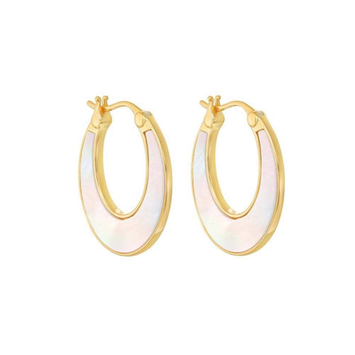 Mother of Pearl Moon Phase Hoops by La Kaiser