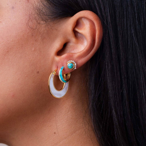 Mother of Pearl Moon Phase Hoops by La Kaiser