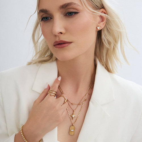 Mother of Pearl Stellina Gold Studs - Red Bird Road