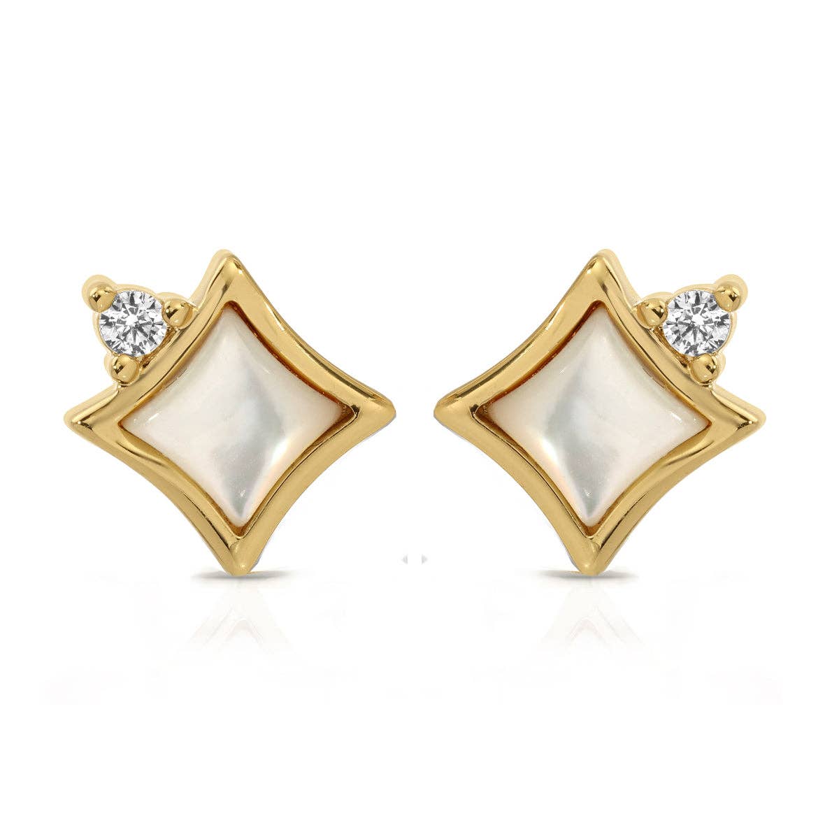 Mother of Pearl Stellina Gold Studs - Red Bird Road