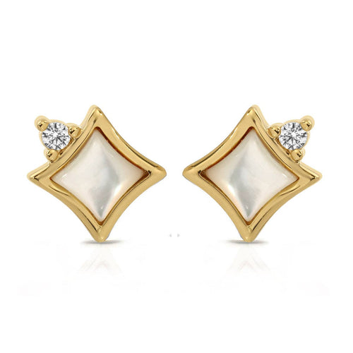 Mother of Pearl Stellina Gold Studs - Red Bird Road