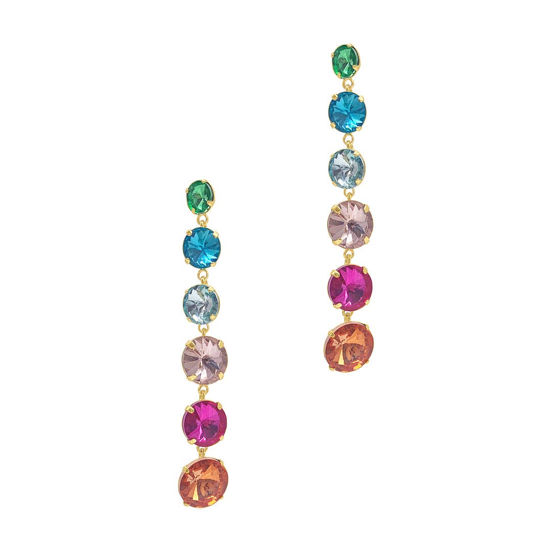 Gold, Silver & Beaded Gemstone Dangle Earrings