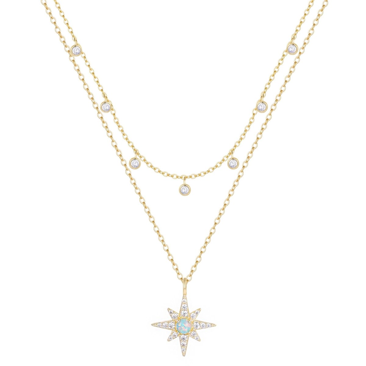 North Star Opal Double Layering Necklace by Kamaria Jewelry