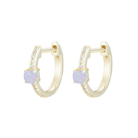 Opal And Crystal Huggie Earrings: Lavender Opal
